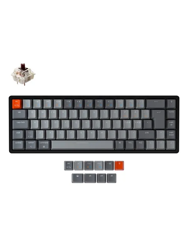 Keychron K6 RGB Aluminium Wireless Hot Swap Gateron Brown - Gamingtastatur - Uten numpad - Nordisk - Svart