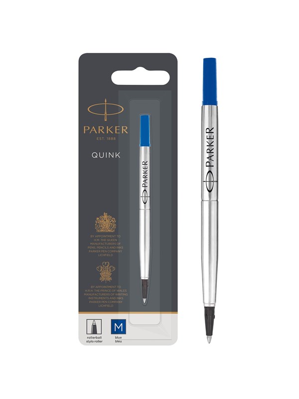 Parker Rollerball Pen Refill | Medium Tip | Blue QUINK Ink | 1 Count
