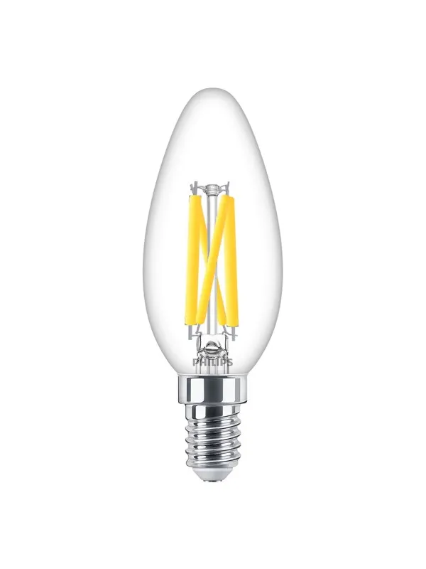 Philips LED-lyspære Classic Candle 3.4W/922-927 (40W) Clear WarmGlow Dimmable E14