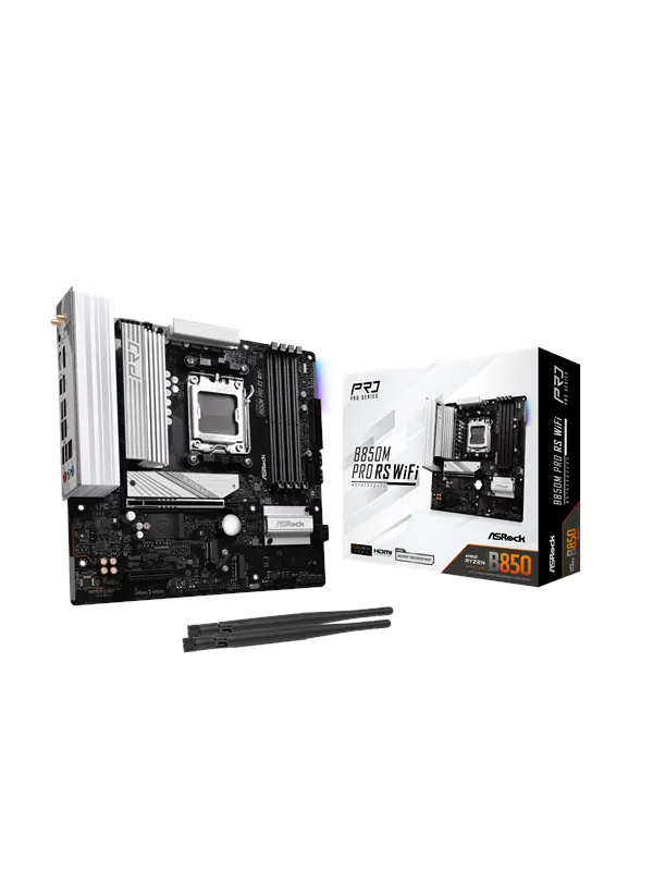 ASRock B850M Pro RS WiFi Hovedkort - AMD B850 - AMD AM5 socket - DDR5 RAM - Micro-ATX