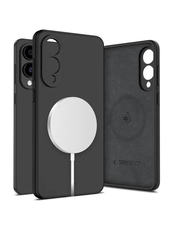 Tech-Protect Liquid Silicone MagSafe Case for Samsung Galaxy S25 Edge - Black