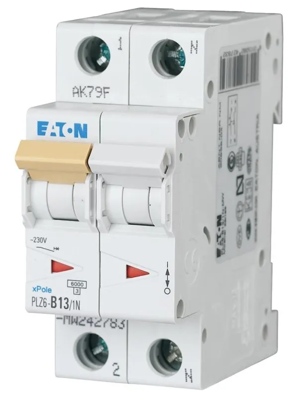 Eaton Plz6-c13/1n-mw - miniature circuit breaker mcb