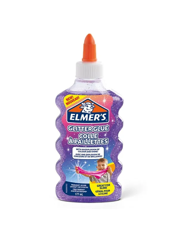 Elmer's Glitterlim, lilla, vaskbar og barnevennlig, 177 ml