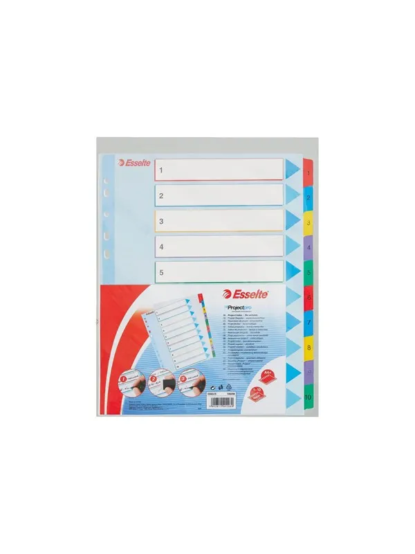 Esselte - divider - 10 parts - for A4 Maxi - tabbed (pack of 10)