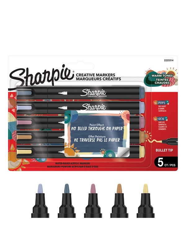 Sharpie Creative Acrylic Marker Warm Tones Bullet tip 5-Blister