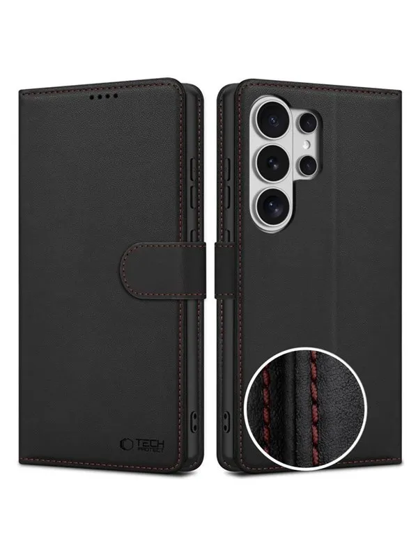 Tech-Protect Wallet Case for Samsung Galaxy S26 Ultra - Black & Red