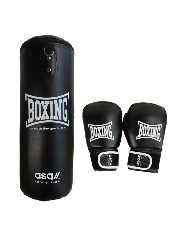 ASG Junior Boxing Bag - 11 Kg. (Gloves + Bag) Black/White