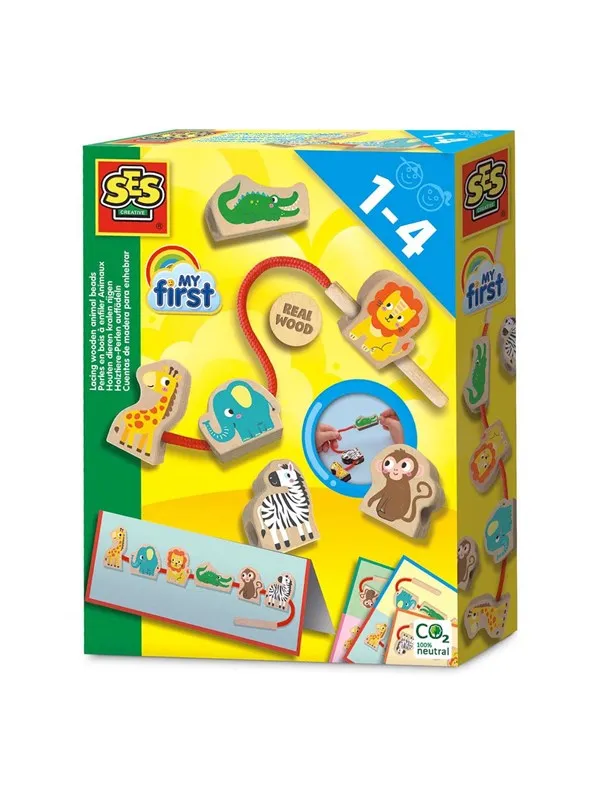 SES Creative My First Stringing Wooden Beads - Animals