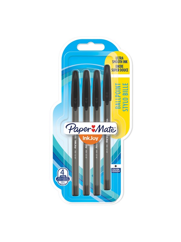 Paper Mate InkJoy 100ST Ballpoint Pens | Medium Point (1.0mm) | Black | 4 Count