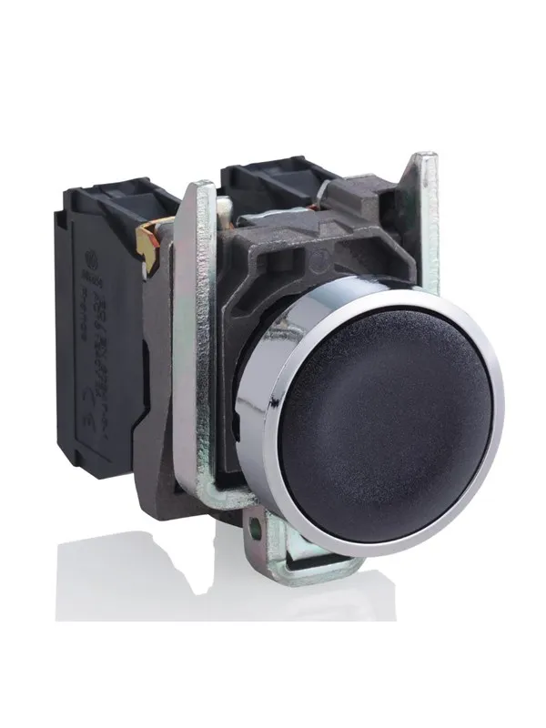 Schneider Electric Harmony push button complete with spring return and flat touch surface in black color 1xno xb4ba21