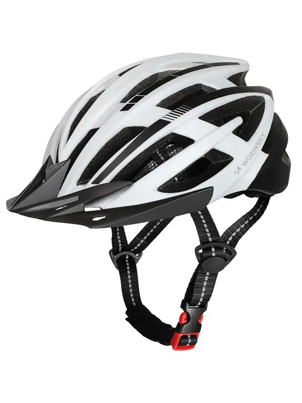 Wozinsky  MTB Bicycle Helmet with Detachable Visor and USB Rear Light 54-57 cm - Black & White