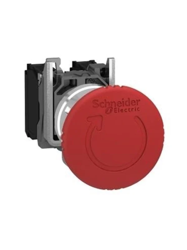 Schneider Electric Harmony emergency stop complete with ø40 mm toad head in red with push / turn function and 2xnc xb4bs8444