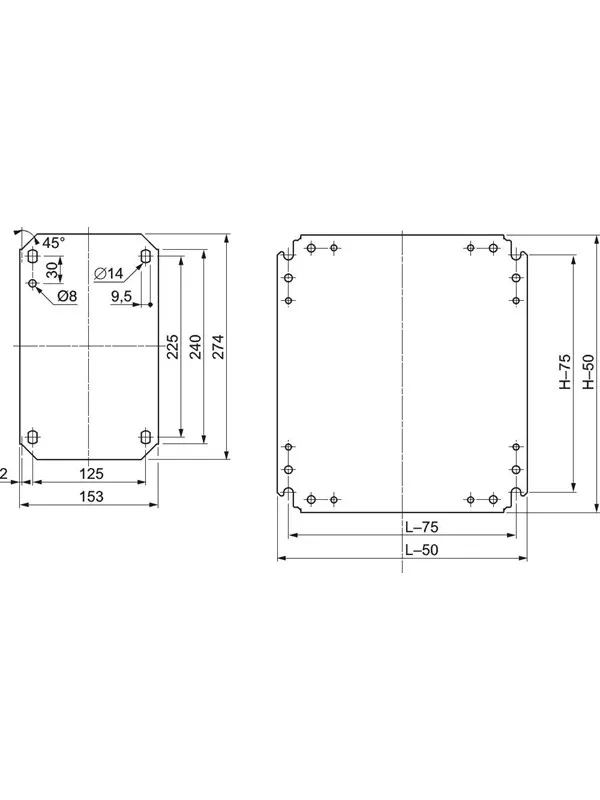 Schneider Electric Plain mount. plate 800x800
