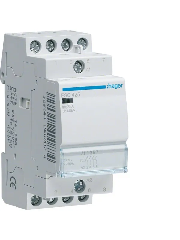 Hager Contactor 25a 4no 24v 2m