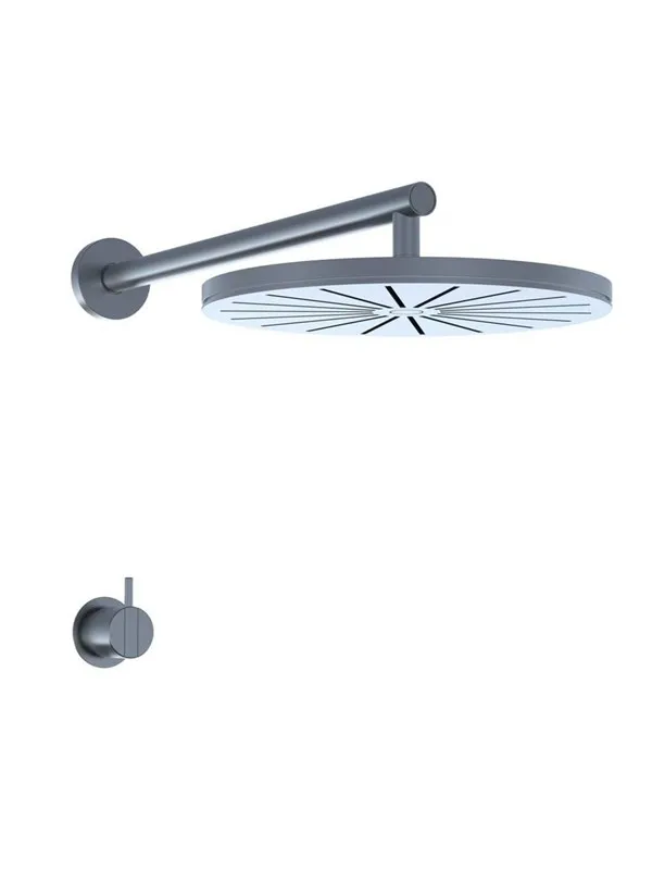 Vola 2261-19 single lever mixer and head shower, brass nature