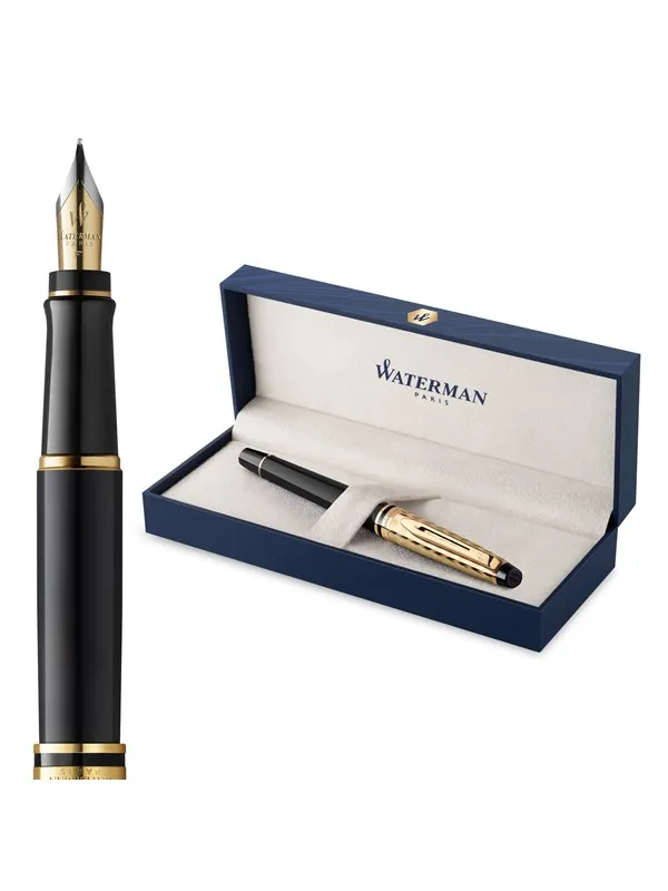 Waterman Expert 'The Opera Collection' Black & Gold G.T. Fountain pen M Blue ink
