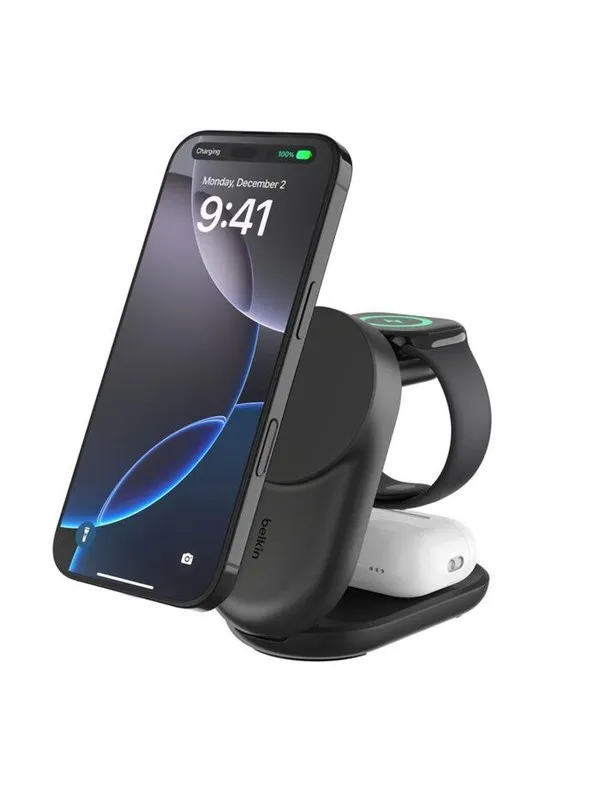 Belkin UltraCharge 25w Qi2 3in1 Magnetic Charger EU Black Round