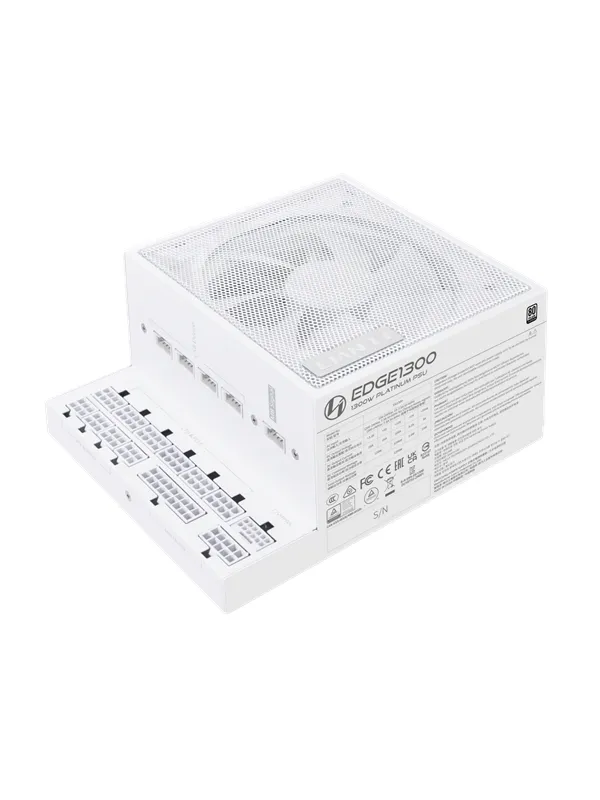 Lian Li EDGE 1300 White Strømforsyning (PSU) - 1300 Watt - 120 mm - ATX 3.0 - 80 Plus Platinum sertifisert
