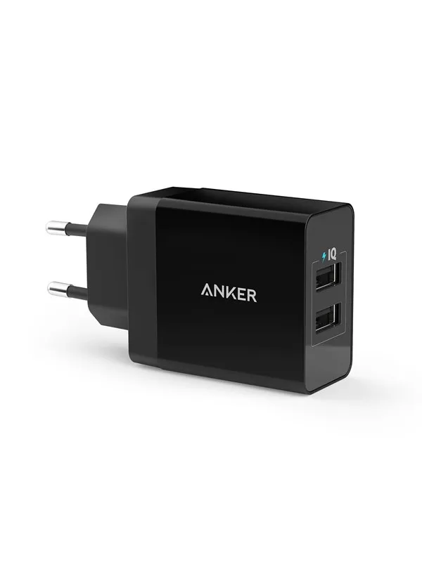 Anker PowerPort 24W 2x USB-A Power Adapter - Black