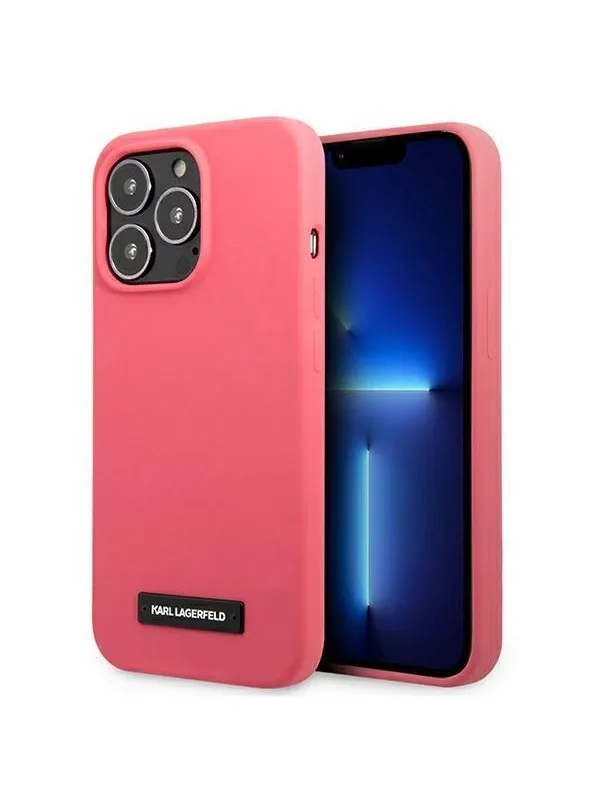Karl Lagerfeld Silicone Plaque Case for iPhone 13 Pro Max - Fuchsia