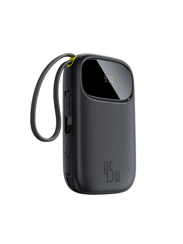 Baseus EnerFill FC31 20000mAh 45W Power Bank with Display with USB-C and Lightning Cables - Black Nødlader - Svart - 20000 mAh