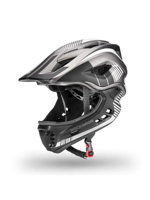 Rockbros TT-32SBTG-M children's bicycle helmet with removable chinbar size M - gray