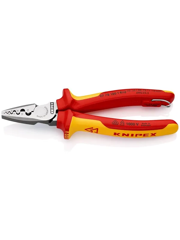 KNIPEX Presstenger for endehylser, Med pressdor