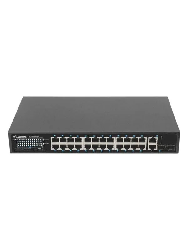 Lanberg Switch 24-Port 100MB PoE+ (250W) / 2x Gigabit Combo Uplink 19"