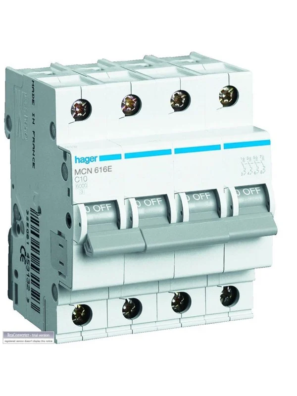 Hager Miniature circuit breaker mcb 3p+n 6ka c-32a
