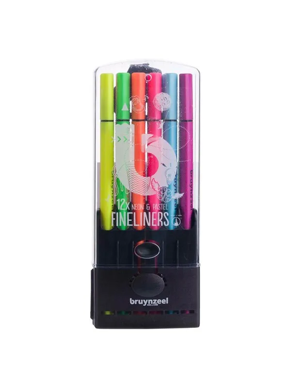 Bruynzeel Fineliner Set Neon & Pastel 12 Colors