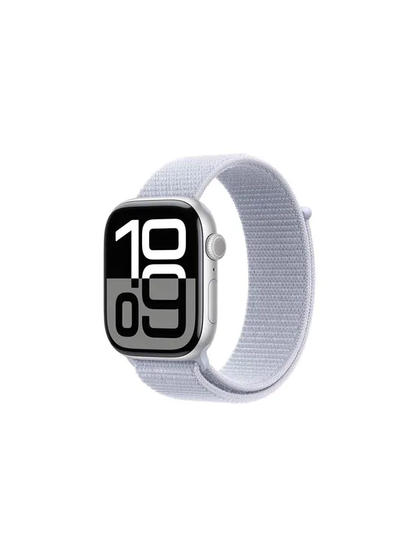 Apple Watch Series 10 GPS + Cellular 46mm - Silver Aluminium Case with Blue Cloud Sport Loop