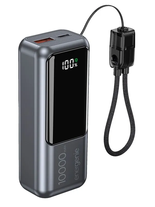 Gembird 20 W Compact fast charging power bank with LCD display Nødlader - Grey - 10000 mAh