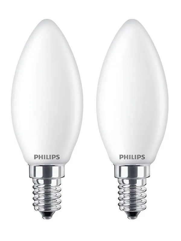 Philips LED-lyspære Candle 2.2W/827 (25W) Frosted 2-pack E14