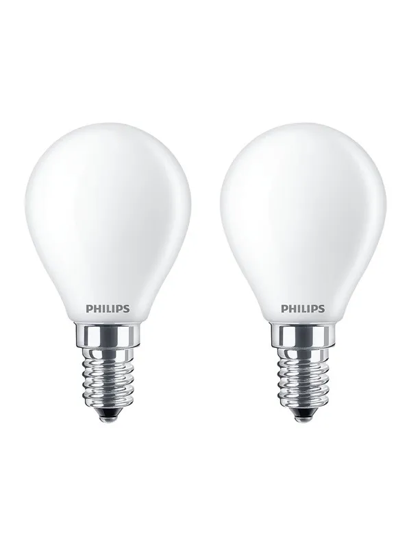 Philips LED-lyspære Classic Mini-ball 2.2W/827 (25W) Frosted 2-pack E14