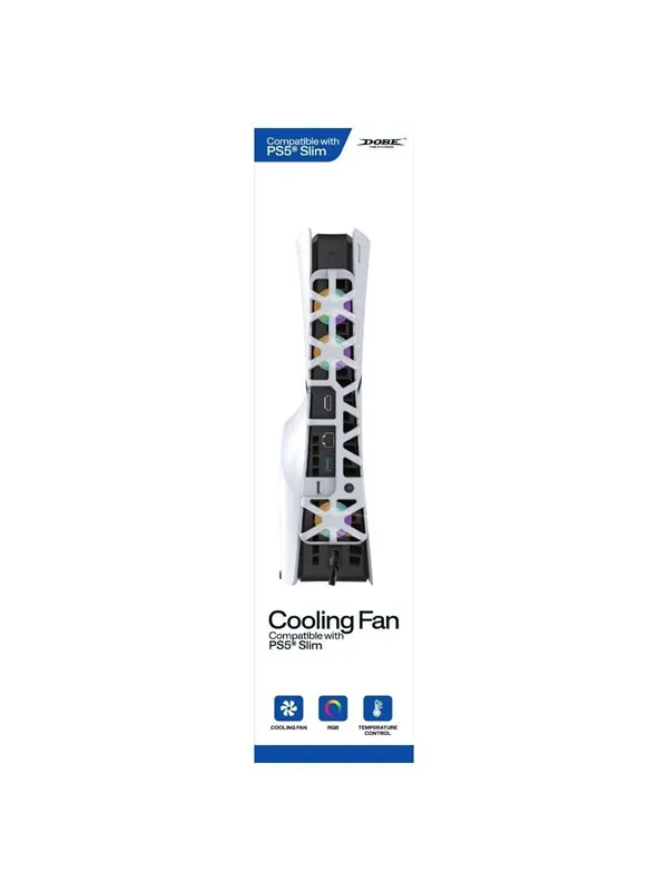 Dobe RGB Cooling Fan for PS5 Slim White - Wired Tilbehør til spillkonsoll - Sony PlayStation 5