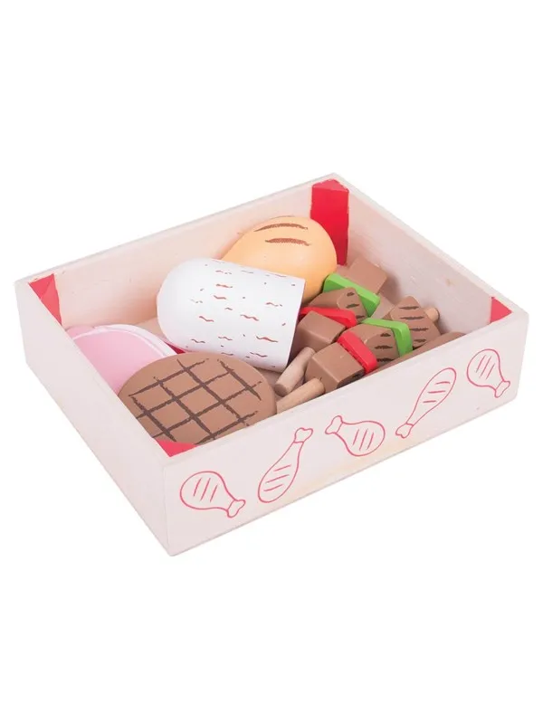 Bigjigs Wooden Box with Meat Products 9 pcs.