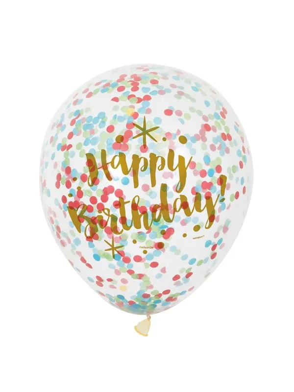 Haza Witbaard Confetti Balloons Happy Birthday 6 pcs.