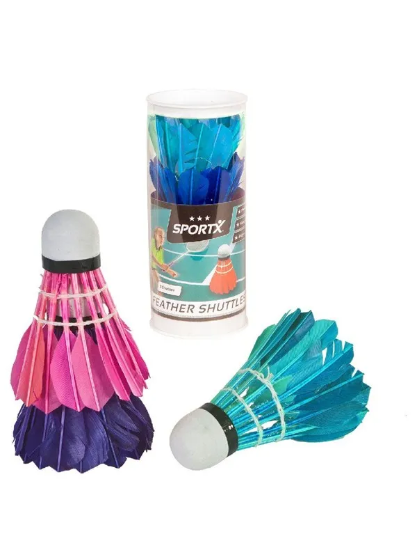 SportX Shuttle Feathers Colored in Tube 3 pcs.