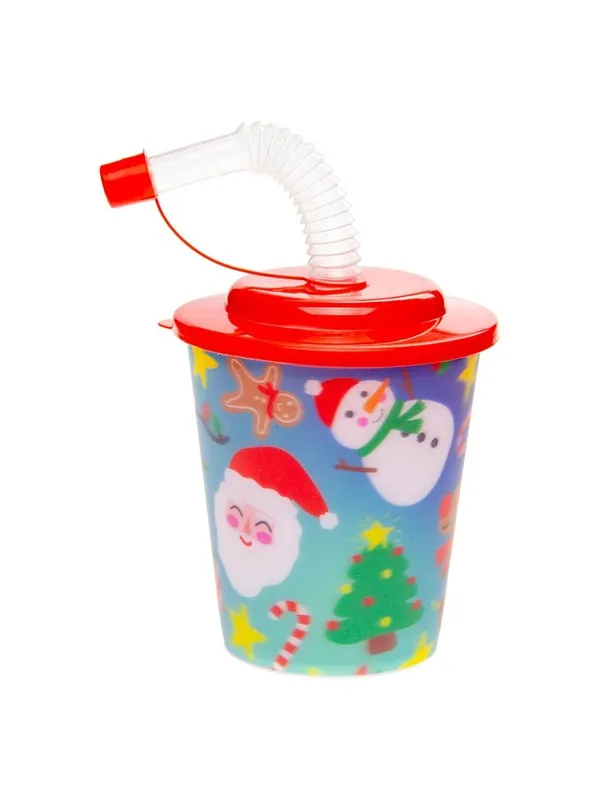 LG-Imports - Cup with Lid and Straw Christmas 12 pcs.