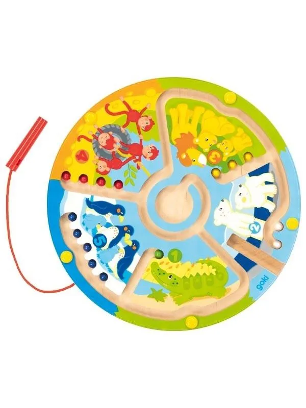 Goki Wooden Magnet Maze Learning to Count in the Zoo