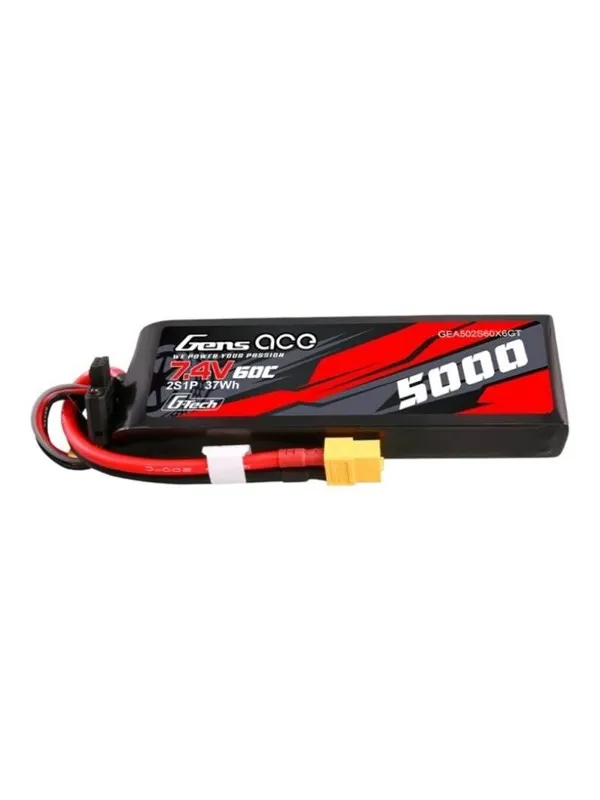 Gens ace &Tattu G-Tech 5000mAh 7.4V 60C 2S1P Lipo PC material case with XT60 Plug