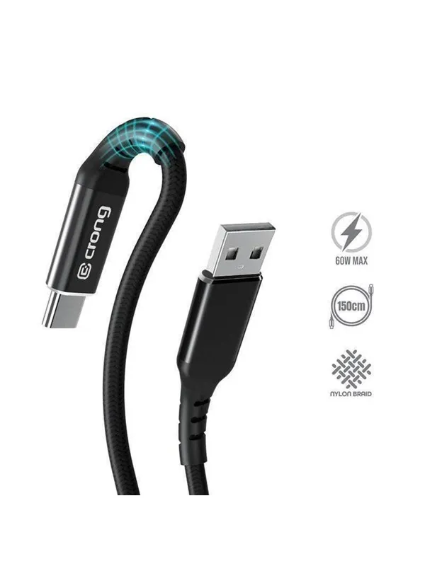 CRONG Armor Link - 60W PD 3A USB-A to USB-C Cable 150cm (Black)