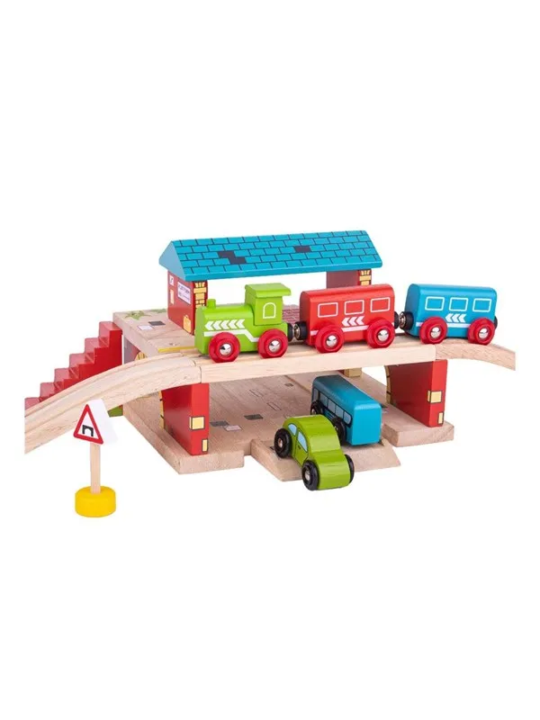 Bigjigs Wooden Rails Above Ground Train Station 5 pcs
