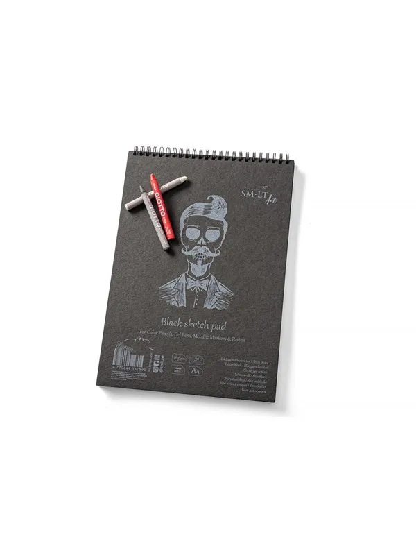 SMLT Drawing pad with BLACK paper. A4. 165g.