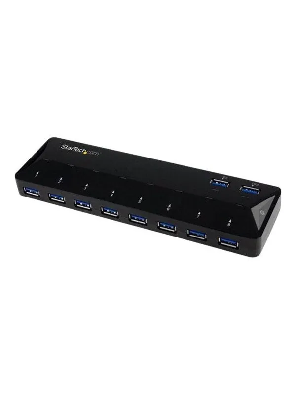 StarTech.com USB 3.0 Hub 10-Port with Charge and Sync Ports USB-hub - USB 3.2 - 10 porter - Svart