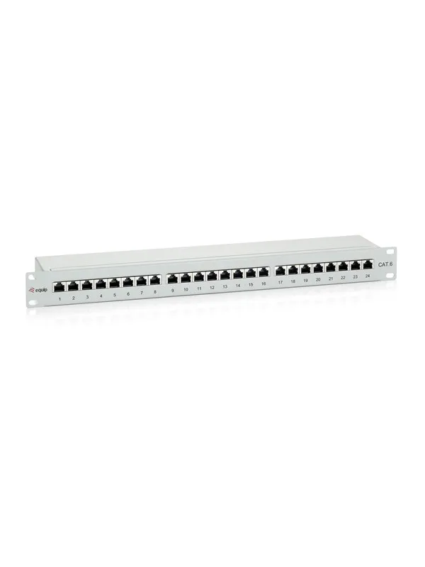 Digital Data Equip Premium 24-Port Cat.6 Shielded Patch Panel Light Grey