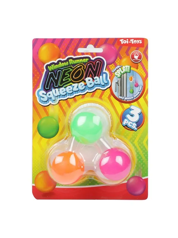 Toi-Toys Window Crawler Squeeze Balls Neon 3 pcs.