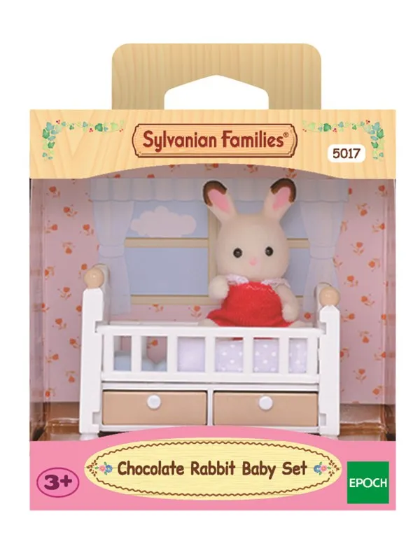 Sylvanian Families Sett med baby Sjokoladekanin (barneseng)