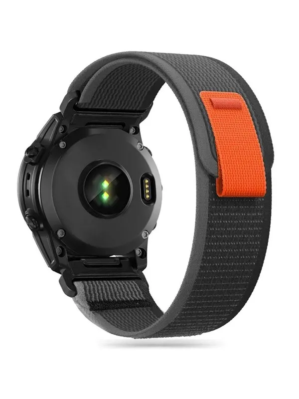 Tech-Protect Nylon Strap for Garmin Fenix 3 / 5X / 3HR / 5X Plus / 6X / 6X Pro / 7X - Black & Orange