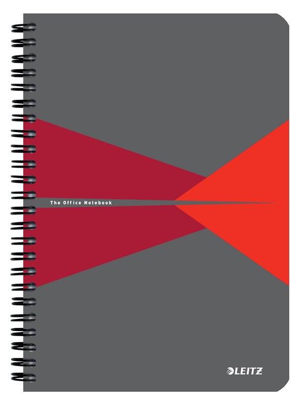 Leitz Office Notebook A5 squared wirebound with PP cover red